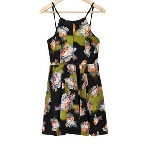 MODCLOTH MOON Green & Black Floral Dress Size Small